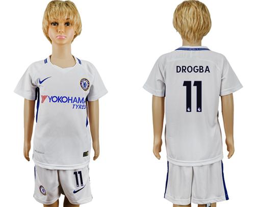 Chelsea #11 Drogba Away Kid Soccer Club Jersey